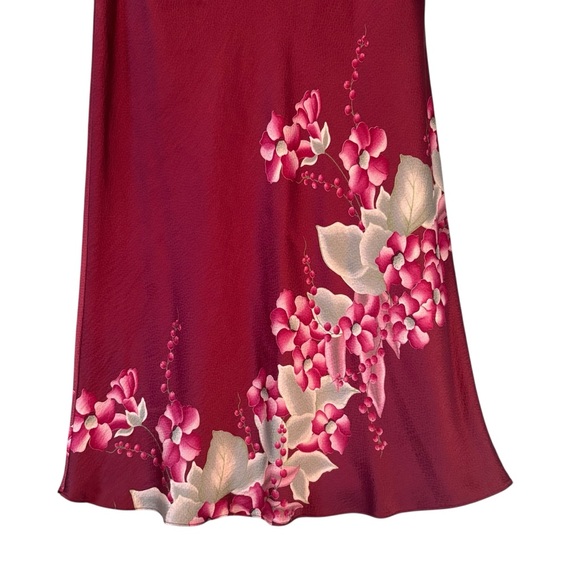 Banana Republic Y2K Burgundy Floral 100% Silk Shell Skirt. Sz 4 - Picture 2 of 14
